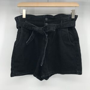 American Eagle Mom Short Womens 0 Black Denim Paperbag Pockets Cotton Blend